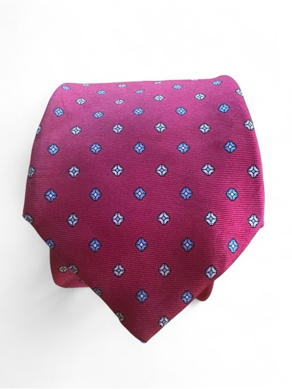 Vintage Yves Saint Laurent Men's Silk Tie - Red Geometric Foulard Necktie
